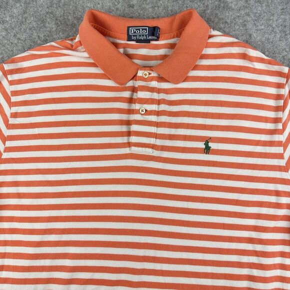 Polo Ralph Lauren Other - Polo Ralph Lauren Polo Shirt Mens 2XL Coral Striped Classic Short Sleeve Golf*